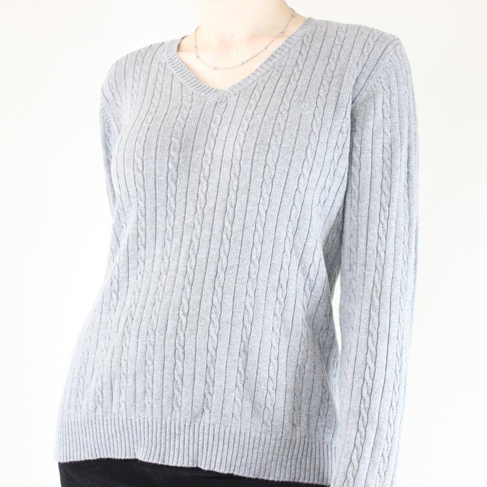 COPY - IZOD Elena Gilbert Bella Swan Gray Cable Knit Sweater